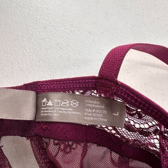 Daisy Fuentes Sheer Lace L Babydoll Nightgown Lingerie Plum Adjustable Purple - Picture 4 of 9